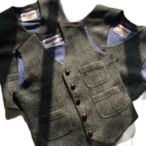 سترات الجينز السترة السترة للرجال للرجال الزفاف الرسمي البخار البخاري الشرير Gilet Homme Wool Tweed Suit