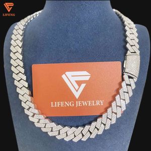 Lifeng Jewelry 15mm S925シルバーアイスアウトマイアミヒップホップキューバリンクチェーンパスダイヤモンドテスターVVS1モイサナイトキューバンリンクチェーン