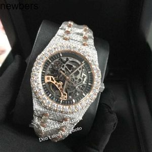 Superclone AP Diamond Diamonds Watch Pass Pass Test Kwarc Ruch VVS Out Sapphire Stones Skeleton Moissanite Watch 2023 Test Rose Srebrny Ton VVS B lśniąca najlepiej Qu