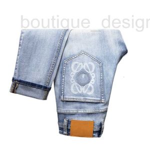 Mäns jeans designer vår sommar tunna män smal passar europeisk amerikansk high-end märke små raka dubbla o byxor f211-3 k47x