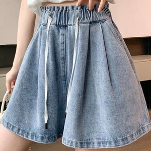 Denim-Shorts mit elastischem Bund für Damen, Sommer-Shorts, neue übergroße, lockere und vielseitige, fleischbedeckende Hotpants