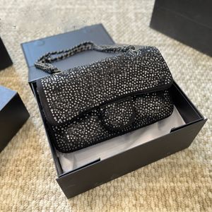 23B مصمم محدود الطبعة CF حقيبة الكتف حقيبة الكتف للنساء Rhinestone Logo Pattern Bag Crossbody Bag