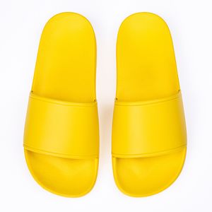 Sandálias e chinelos de verão para homens e mulheres, chinelos de plástico para uso doméstico, sapatos de banho amarelos