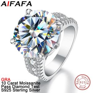 Anéis 10 quilates brilhantes moissanite anéis para mulheres grande moissanite 925 prata esterlina luxo jóias finas passar teste de diamante gra