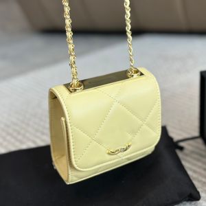 Mini bolsa de maquiagem 11cm designer bolsa de ombro feminina couro diamante ouro hardware fivela de metal folha de metal luxo tote matelassê corrente bolsa crossbody bolsa de moedas