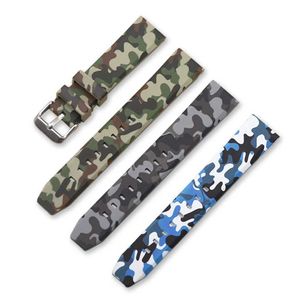 Other Watches Universal camouflage silicone watch strap with army green jungle hunting 20mm 22mm 24mm outdoor sports watch strap J240222