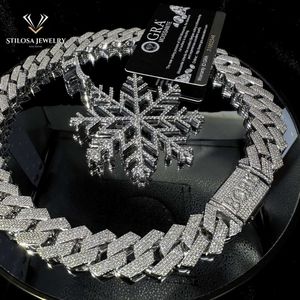 Fashion Hip Hop smycken Anpassad storlek Snöflinga hänge med 18K Platinum D Color VVS Moissanite