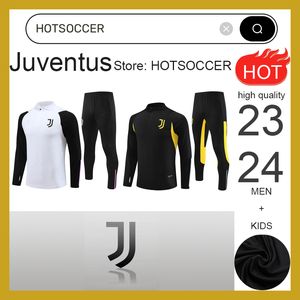 Ujventus Tracksuit 2023 2024 Soccer Jerseys Pogba di Maria Vlahovic Chiesa 23 24 Juventus Suit Men Kids Kids Kit kit stiffor