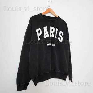 Women's Hoodies Sweatshirts Rowling Chic Letter Graphic Print Washed Vintage Sweatshirt Womens Long sleeved O-neck Cotton Womens Classic Top T240222