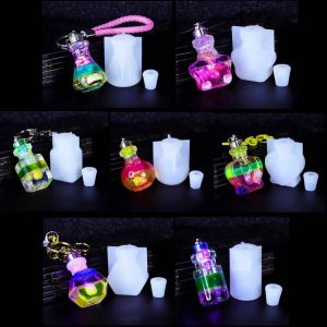 Halsketten 7pcs Drifting Flasche Anhänger Silikonform DIY -Kristall -Epoxidharzform Charm Schmuck Making Silikonform Nachtlicht