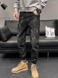 Jeans da uomo Pantaloni da cowboy maschili Pantaloni skinny strappati Slim Fit con tasche per uomo Strappato Fori stretti per tubi rotti 2024 Moda lavato Xs