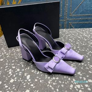 Designer High Heel Women Pumps Slipper Dress Shoes High Heels Crystal Straps Stiletto Heels Sexy Pointed Toe Purple Party Wedding Lady Shoes