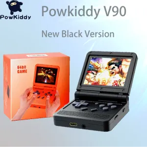 Gracze NOWOŚĆ V90 FLIP HORDHELD CONSOLE 3 cala HD IPS Twardy ekran Dual otwarty system systemu gier 64G Retro Handheld Game Player Prezent dla dzieci