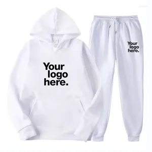 Men's Tracksuits Mens Hoodie DIY Set Design Your Logo Fashion Hooded Tracksuit Sportswear Male Suit 2Pcs Pullover Sweatpants