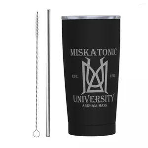 Bicchieri Miskatonic University Lovecraft Bicchiere isolato con cannucce Tazza termica in acciaio inossidabile Tazza per bevande fredde a doppia parete 20 once