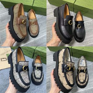Designer Dress Shoe Lug Sole Loafer Luxury Women Platform Shoes Black Red Canvas Rubber Ladies High Quality Genuine Leather Embroidery Casual Shoes 35-40