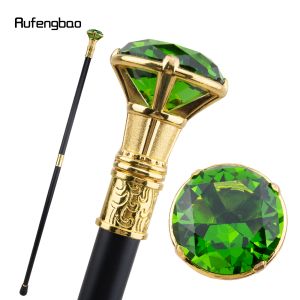 Green Diamond Type Golden Walking Cane Fashion Decorative Walking Stick Gentleman Elegant Cosplay Cane Knob Crosier 93cm