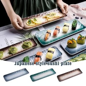 Plates Tabelleris stripceramic maträtt rektangulär el japansk stil mellanmål kreativ platta lång sashimi sushi