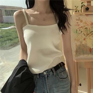 Women's Tanks TingYiLi Spring Summer Knit Tank Top Women Basic Black White Red Blue Sleeveless Camisole Korean Style Fashion