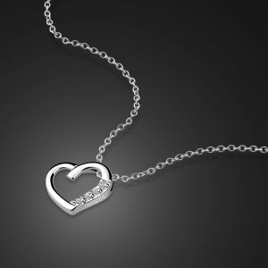 Pendants Sweet Style Girl 925 Sterling Silver Necklace Heart Pendant Design Solid Silver Wave Chain Real Silver Jewelry free shipping