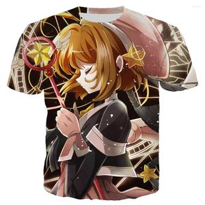 Herr t -skjortor Anime Sakura Card Captor Shirt 3D Print Girl Harajuku Style Men Women Clothing Tops