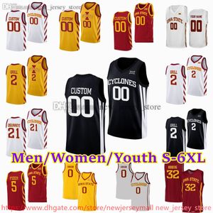 Custom S-6XL Iowa State Cyclones 10 Keshon Gilbert Basketball Jersey 3 Tamin Lipsey 22 Milan Momcilovic Curtis Jones Tre King Robert Jones Hason Ward Stitched jerseys