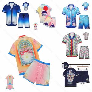 designer men t shirt beach vacation Casablanc-s print mens casual shirt and short women loose silk shirt high quality tees summer tour men Size M--3XL