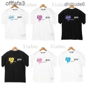 Дизайнерские роскошные мужские и женские футболки Palms Angels Angel Spray Love Heart Print с короткими рукавами Модные графические пары Летние уличные рубашки FW3B