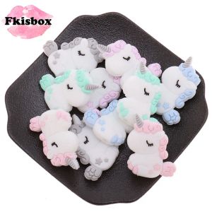 Kolyeler 20pc Unicorn Silikon Hayvan Teether Boncuk Boncuk Boncuk Beads Beed Bebek Diş çıkarma Kolye DIY çiğnenebilir dentisyon takı hemşirelik emziği zinciri