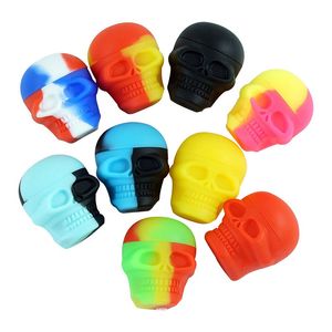 DHL 3ml Skull Containers Silicone Jars Dabs Wax Container Food Grade Non-Stick Concentrate Slick Bho Oil Storage