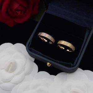 Two rows of diamond Love rings for men women Wedding Birthday Festival Party Gift jewelry Couples Gifts