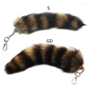 Kliny Plush-Fox Tail Blakkury Furry Racoon Bloreing 28cm Animal Key-Pendant Pendant Pompoms Holder Bag-Decor