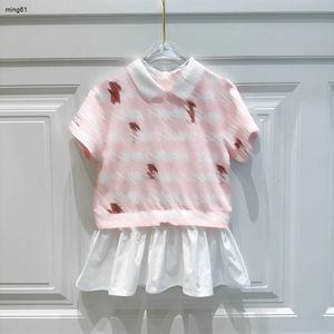 Brand girl skirt summer baby Polo dress Size 100-160 kids designer clothes Fake two-piece design child frock 24Feb20