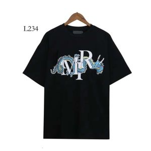 Men's T-shirts Dragon Year Letter Tops Logo Printed Short Sleeved T-shirt for Men and Women 43