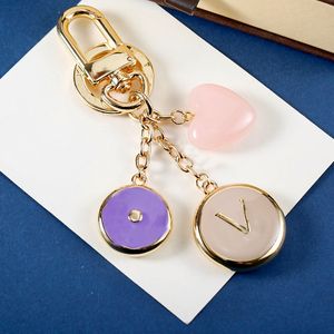 Designer Keychain Bag Charm Heart Shaped Key Chain Fashion Pendants Gold Keyring Car Ornament Keychains