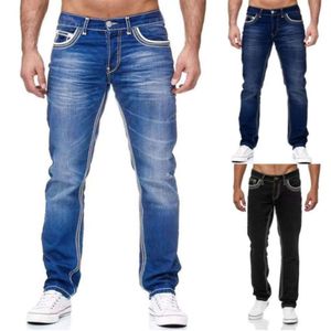 Calça jeans masculina de alta qualidade, justa, linha dupla, dourada, clássica, três cores, novo estilo