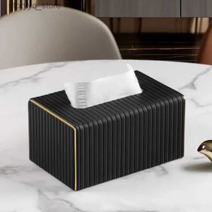 Коробки для салфеток Салфетки Изысканная коробка для салфеток в европейском стиле Высококачественный держатель для салфеток из искусственной кожи Контейнер для хранения бумаги для гостиной отеля Q240222