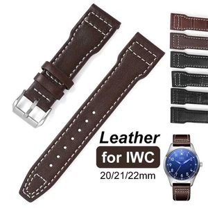 Andra klockor 20mm 21mm 22mm äkta läderrem som är lämplig för IWC Pilot Portugieser Portofino Watch Strap Denim Strap Armband Watch Accessories J240222