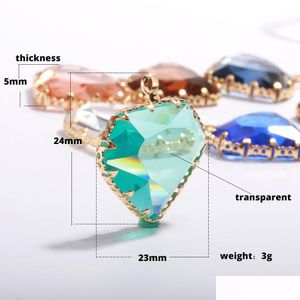 Charms New Arrival Mix Colors Diy Heart Crystal Faceted Dangles Charms For Necklace Bracelet Transparent Glass Pendants Jewelry Access Dhwck