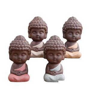 Articoli di novità Small Buddha Statue Monk Figure India Yoga Mandala Tea Pet Ceramic Ceramic Ceramic Delivery Delivery Delivery Home Garden Dhzvb