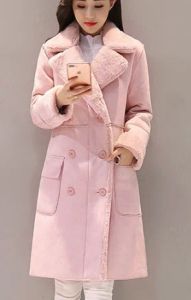 Blends 2023 Women Suede Fur Winter Coat Fashion Thick Faux Sheepskin Long Jacket Overcoat Female Solid Warm Trench Coats Spring Autumn