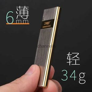 Lighters Ultra-thin Easy To Put Cigarette Case Grinding Wheel Inflatable Lighter Man Toy YQ240222