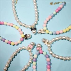 Hundhalsar Pet Collar Cat Pearl Necklace Colorful Bow Pendant Accessories Ties For Dogs