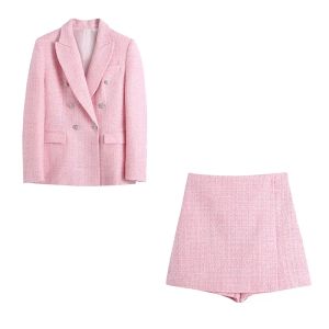 Suits Nlzgmsj Za Women 2021 Pink Blazer Office Lady Fashion 2021 Oversized Long Jackets Women Long Sleeve Double Button Pockets Tops