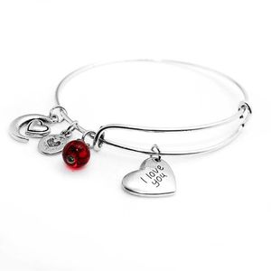 Bracciale rigido espandibile con ciondolo a forma di cuore Sier, amore, lega di rame, bel regalo di moda per la mamma, ragazza, amicizia, famiglia, ebreo Dhgarden Dhzpy