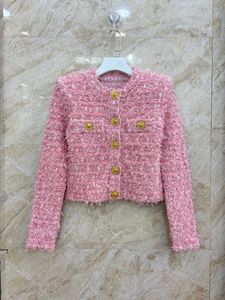 Free Shipping 2024 Pink Long Sleeves Women's Coats Designer Metal Buttons Short Women Cardigans dh22203