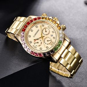 Luxury Star Diamond Inlaid Rhinestone Men Fashion Colorful Analog Sport Quartz Wristwatch Gift Säljer rostfritt stål 20202726