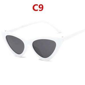 Óculos de sol moda óculos de sol mulher marca designer vintage retro triangular gato olho óculos oculos de sol oceano transparente uv400l2402