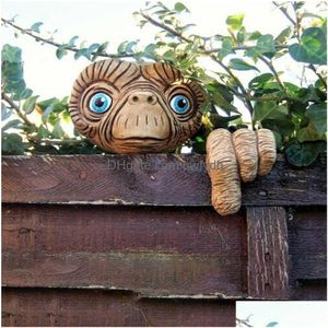 Dekorative Objekte Figuren Harz Handwerk Alien Peeker Statue Hof Kunst Ornament Garten Zäune Tür Dekoration 230727 Drop Lieferung Dholw