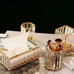 Tissue Boxes Napkins Crystal Glass Tissue Box Cover Home Hotel Car Pen Holder Tools Cosmetic Accessories Desktop Storage Racks Decoration Paper Towel Q240222